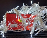 картинка Светодиодная гирлянда "Штора" 2*2м, 100 ламп, холодный белый, прозр.провод, с переходн., 8 реж/60шт — Великий Путь