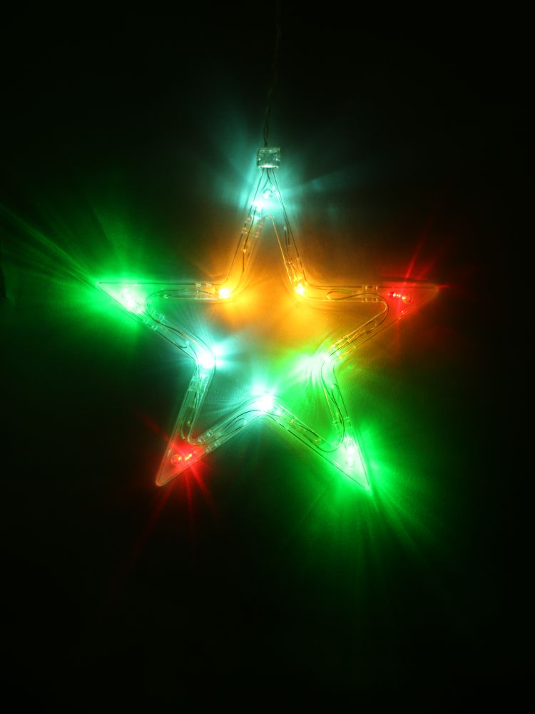Светодиодная гирлянда "Звезды"  (12 штук) 6 больших, 6 маленьких, мультицвет, ширина 2,5 м/30шт