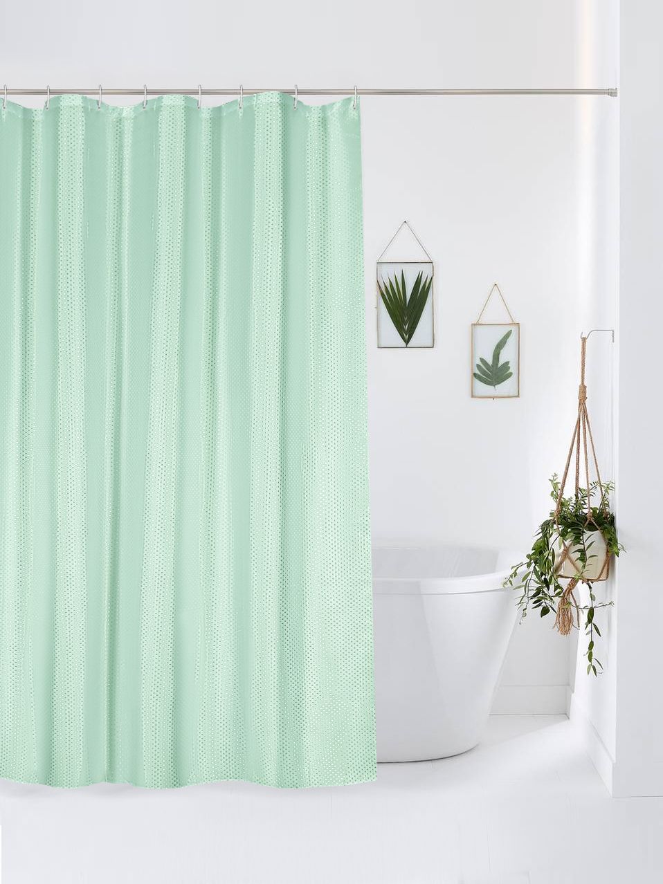 Штора для ванной Бриллиант зеленый 180*180 см 12 колец  (24 шт в коробке)*