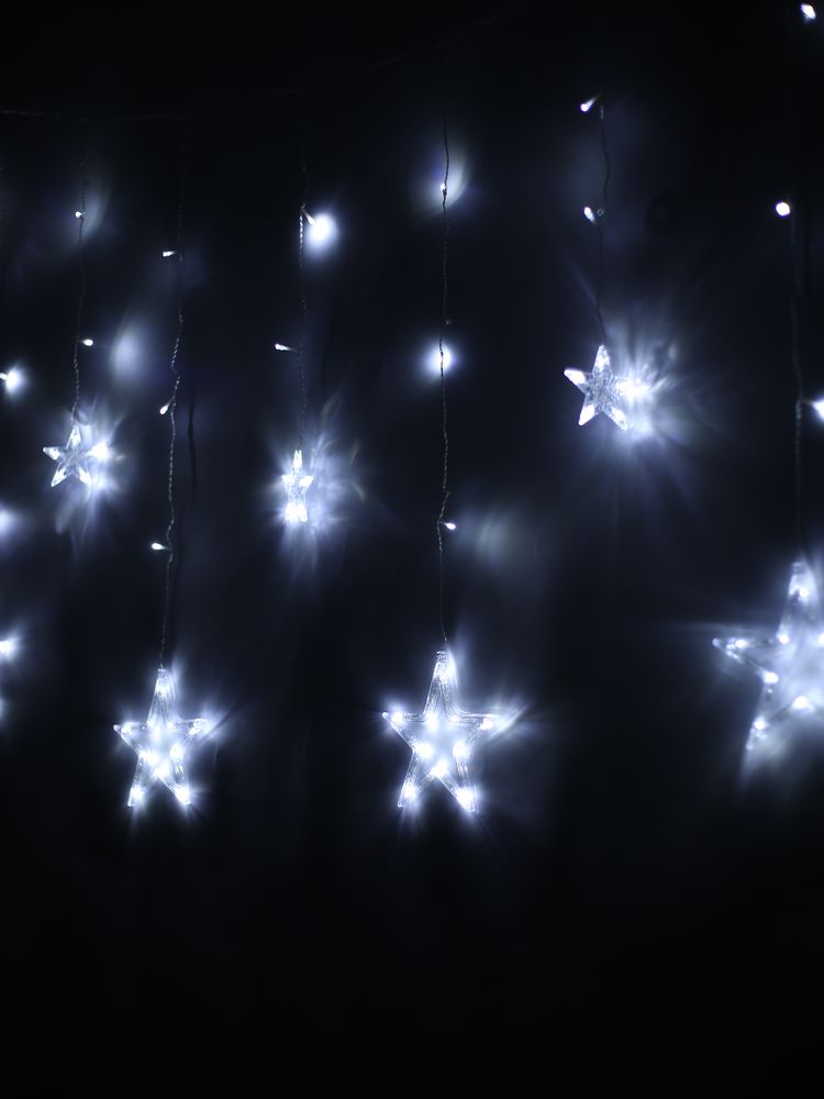 Светодиодная гирлянда "Звезды"  (12 штук) 6 больших, 6 маленьких, холодный белый, ширина 2,5 м/30шт