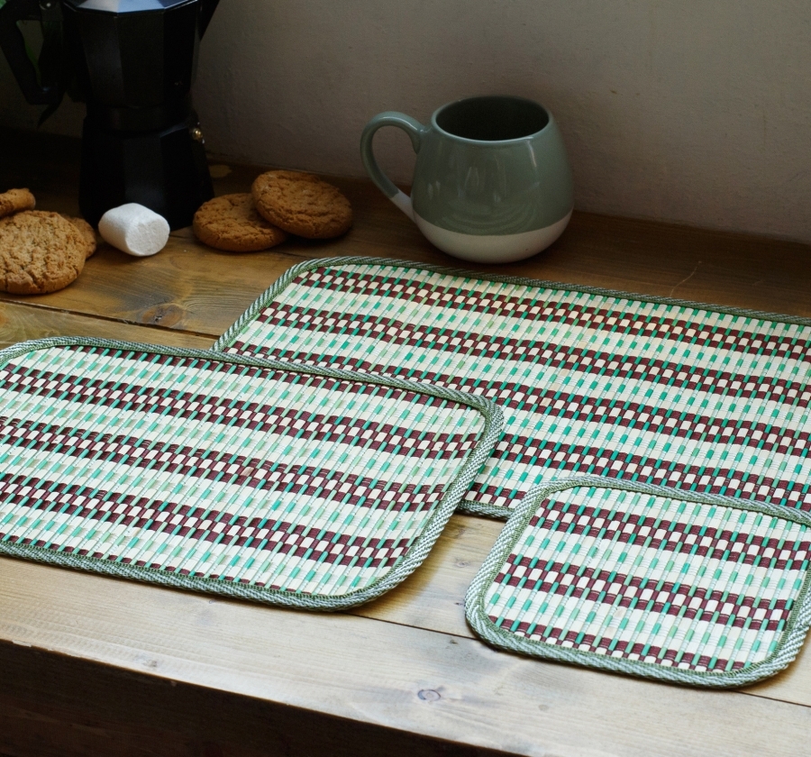 Комплект салфеток из бамбука (3 размера) зеленый