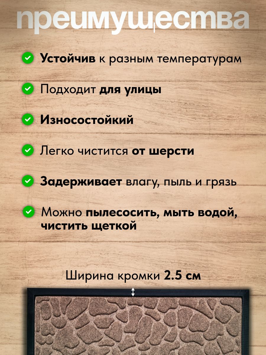 Коврик придверный с ворсом на резиновой основе 40*60 СМ бежевый/24шт