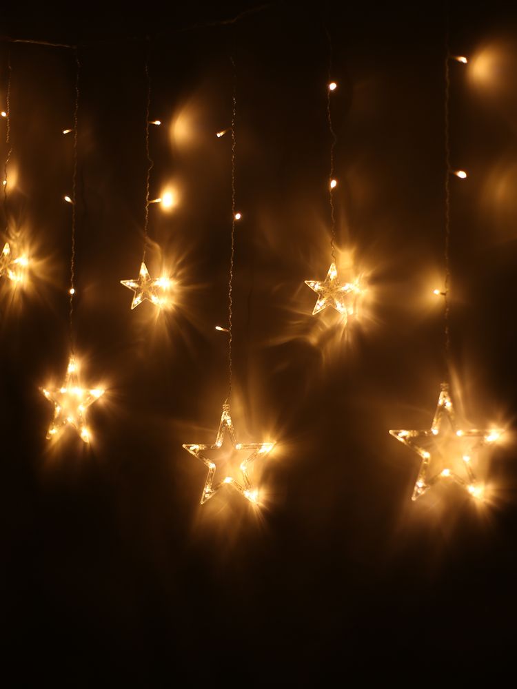Светодиодная гирлянда "Звезды"  (12 штук) 6 больших, 6 маленьких, теплый белый, ширина 2,5 м/30шт