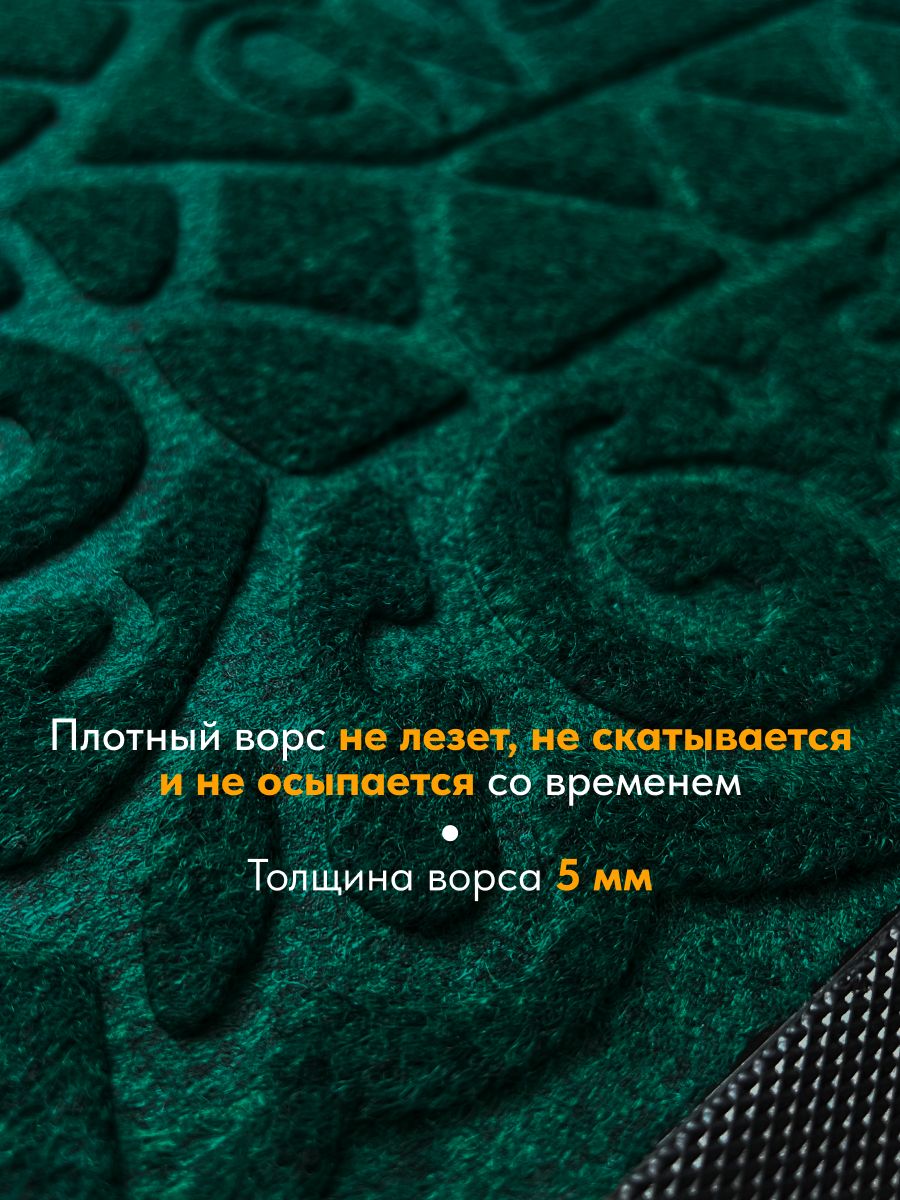Коврик придверный с ворсом на резиновой основе 40*60СМ зеленый/24шт