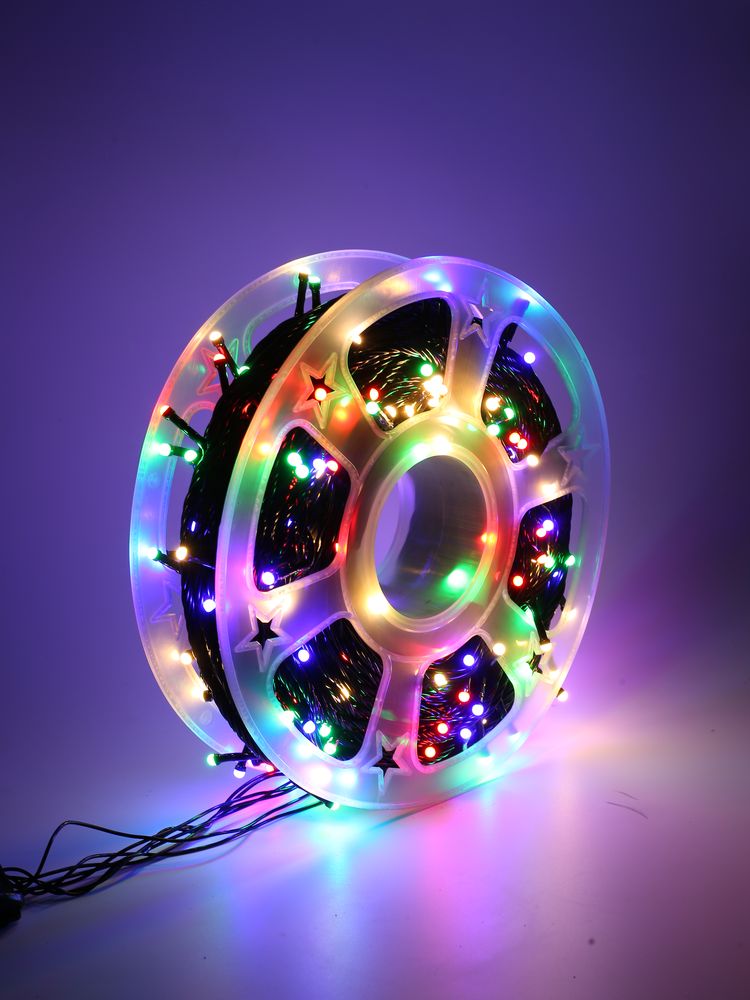Светодиодная гирлянда "Световая лента", 50м, черный провод, 300 ламп, с пультом, мультицвет/20шт
