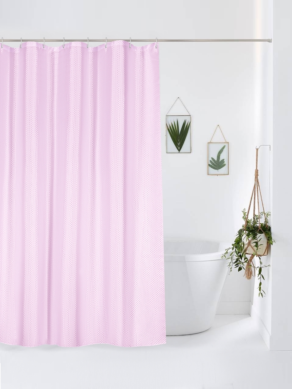 Штора для ванной Бриллиант полиэстер 180*180см розовая (12 колец) 48 шт 