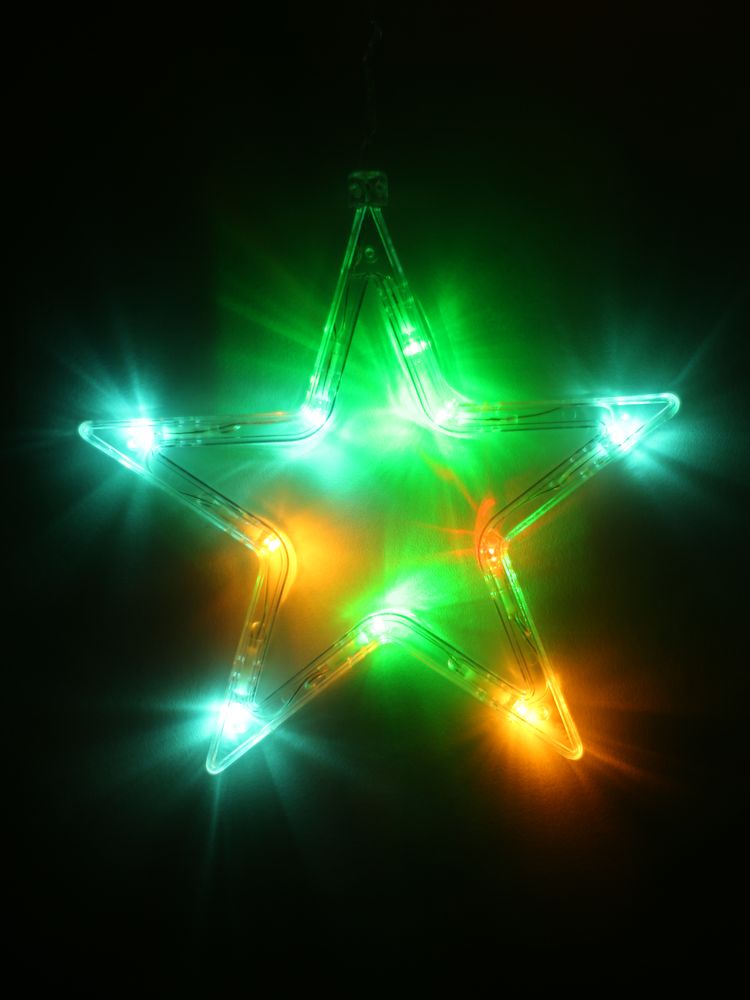 Светодиодная гирлянда "Звезды"  (12 штук) 6 больших, 6 маленьких, мультицвет, ширина 2,5 м/30шт