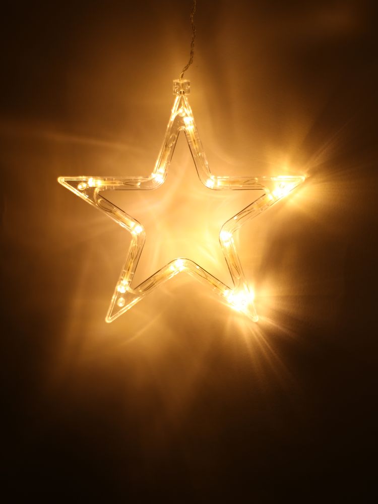 Светодиодная гирлянда "Звезды"  (12 штук) 6 больших, 6 маленьких, теплый белый, ширина 2,5 м/30шт