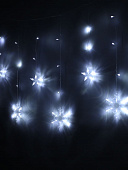 картинка Светодиодная гирлянда "Снежинки и звезды" (12 штук) 6 больших, 6 маленьких, хол.белый,3м, с перех/30 — Великий Путь