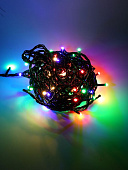 картинка Светодиодная гирлянда "Световая лента", 10метров, 70 ламп, мультицвет, черный провод/60шт — Великий Путь
