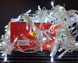 картинка Светодиодная гирлянда "Штора" 2*2м, 100 ламп, холодный белый, прозр.провод, с переходн., 8 реж/60шт — Великий Путь